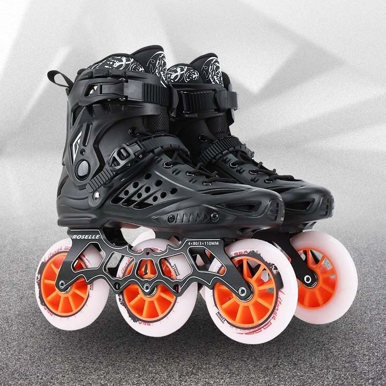 Adult Big Three-wheel Skates College Student Association Skates Roller Skating Speed Skating Racing Straight Row Roller Skates for Boys and Girls