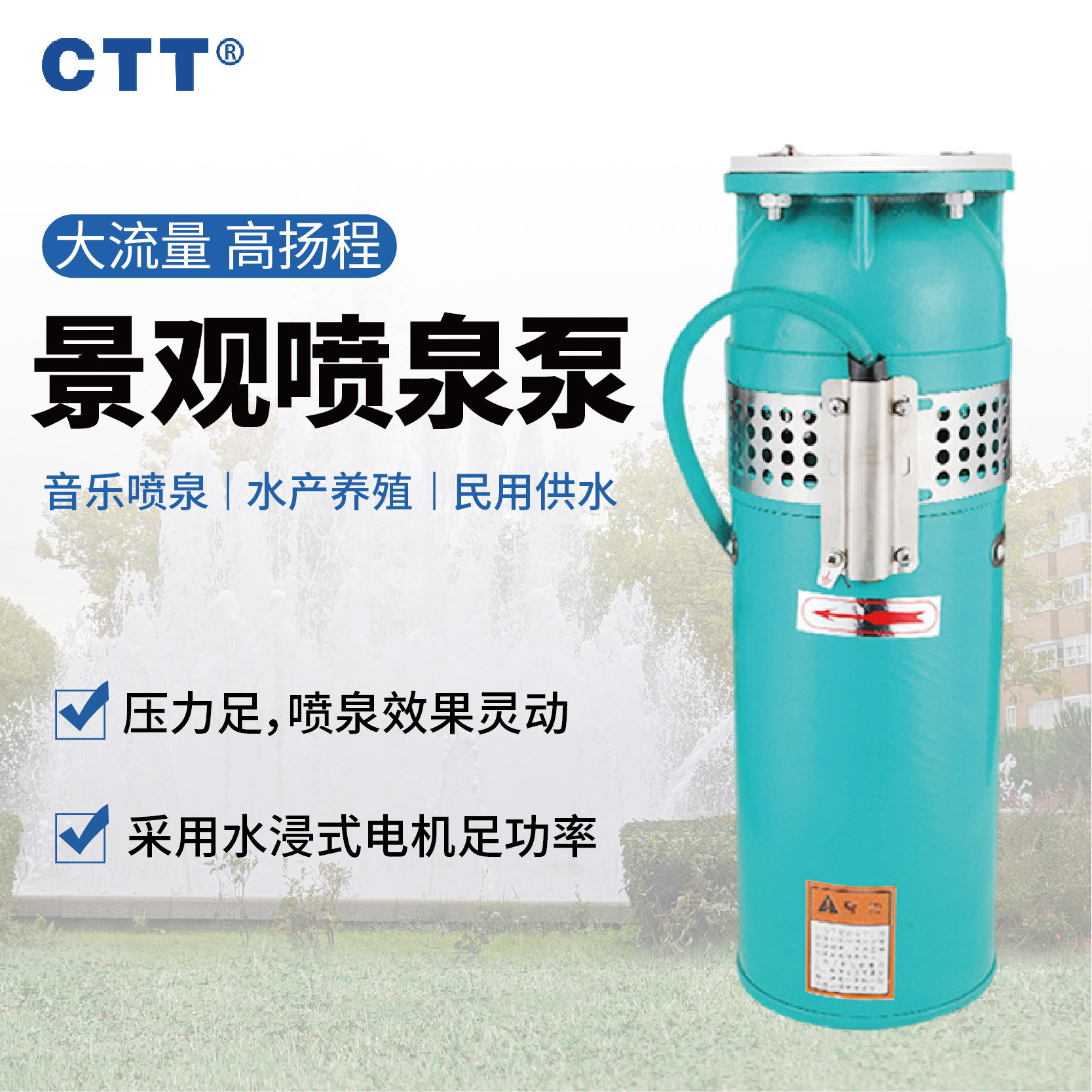 QSP喷泉潜水泵大流量喷泉专用泵可频繁启动农用灌溉潜水泵高扬程