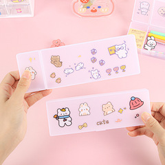 Ins-style transparent stationery box for primary and middle school students, sand-coated PP simple pencil case, creative DIY children's stationery storage box