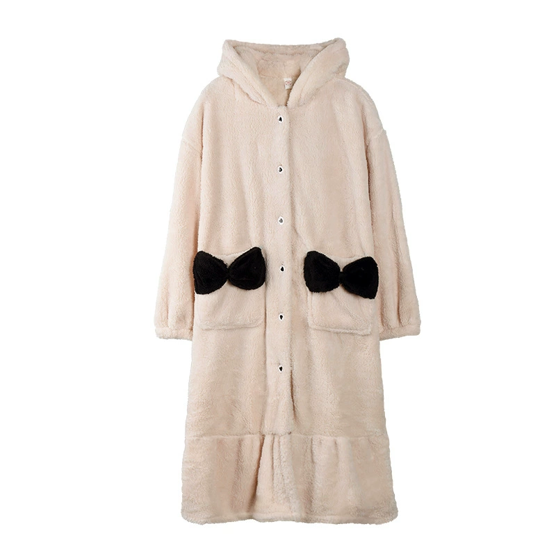 Демисезонное бархатное халатKeep warm bathrobe, фланелевый коралловый длинный пижамный комплект, до колена