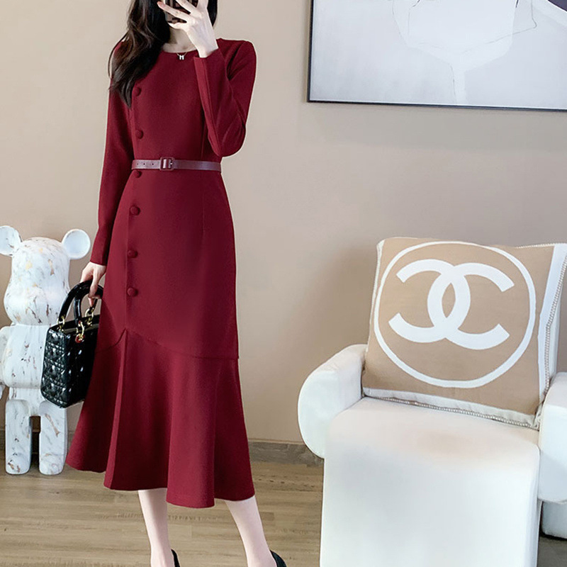 高级感高端轻奢小众鱼尾春季连衣裙2025年新款女气质修身高腰长裙|undefined