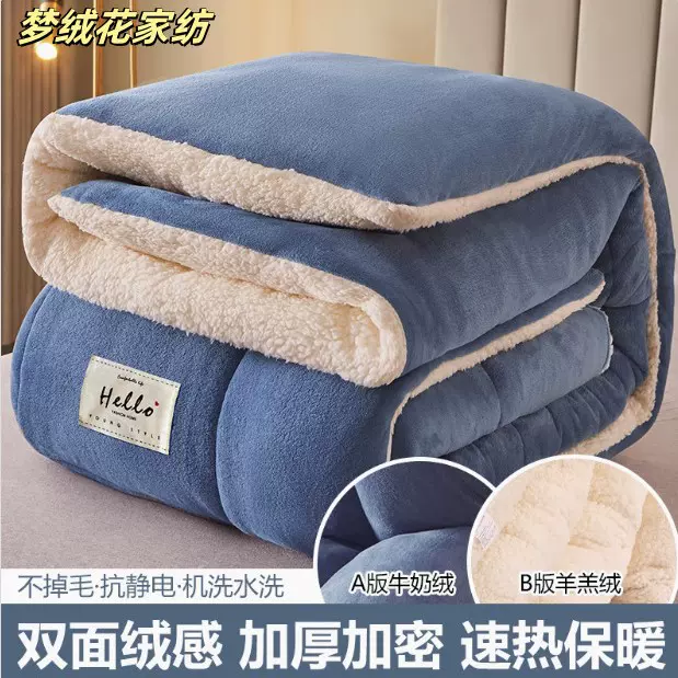 跨境专供加厚牛奶绒被子羊羔绒冬被冬季棉被被芯宿舍单双人秋冬被