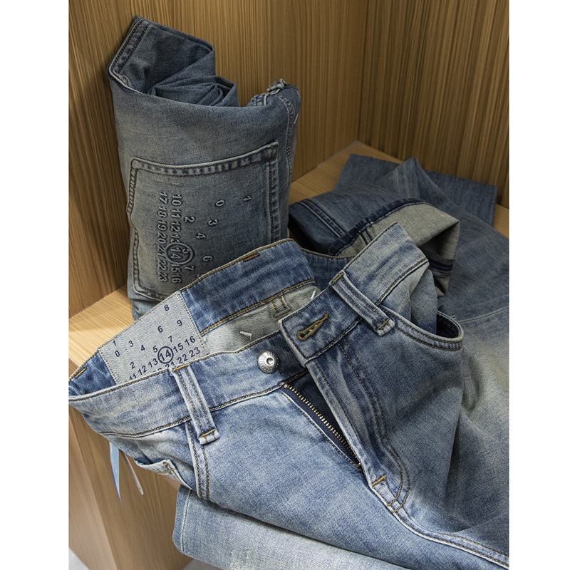 Suave y cómodo algodón orgánico elástico primavera-verano delgado hombre casual delgado jeans rectos