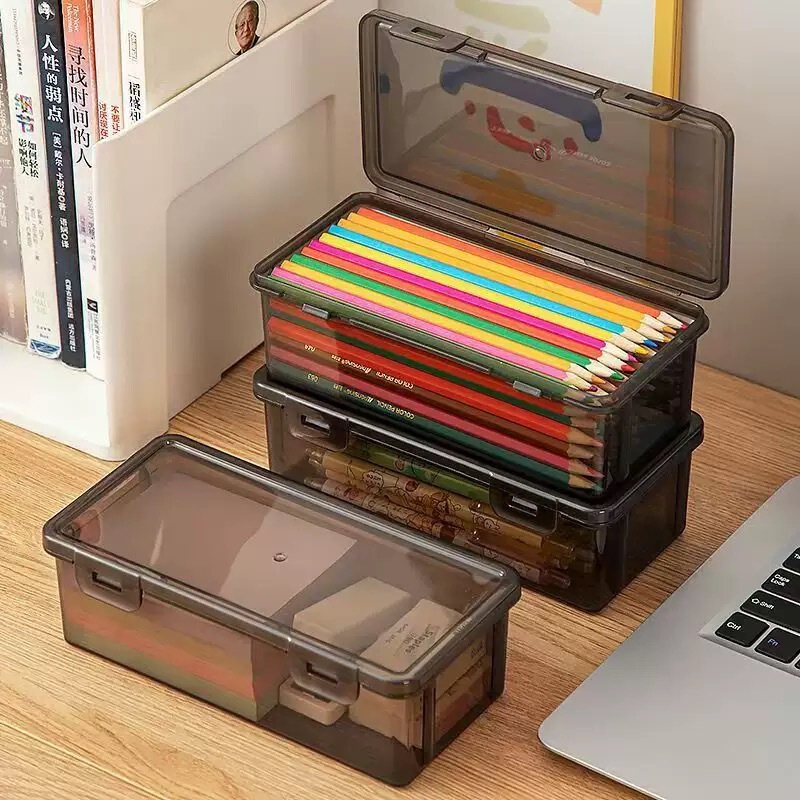 Pencil Storage Box Large Capacity Transparent Black Stationery Storage Box Desktop Children's Lego Building Block Pencil Storage Box Pencil Storage Box Large Capacity Transparent Black Stationery Storage Box Desktop Children's Lego Building Block Pencil Storage Box