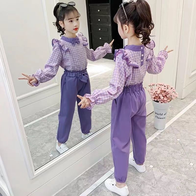 Girls Spring Suit 2025 New Korean Style Fashionable Kidsren's Middle and Large Kidsren Princess Style Girl Two-Piece Summer Suit