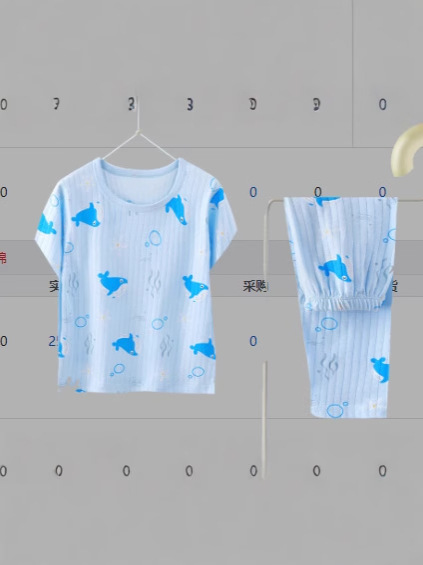 Nueva ropa para niños, ropa para el hogar para niños, mangas cortas, pantalones de 9 puntos, trajes de algodón para bebés y hombres, ropa fina de verano para mujeres con aire acondicionado