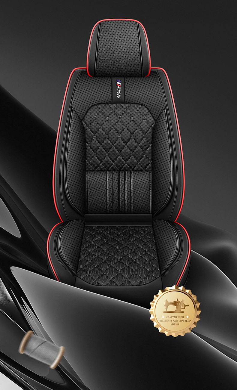25 New Export Models Lingge Full Leather Fixed Lumbar Support Car Seat Cushion Four-Season Universal Seat Cushion Seat Cover Wholesale