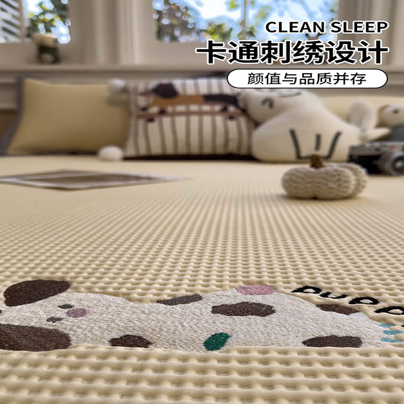 2025 nuevo estilo waffle cool silueta de seda de hielo sábana de cama de una sola pieza funda protectora de colchón fresco funda de cama de dibujos animados