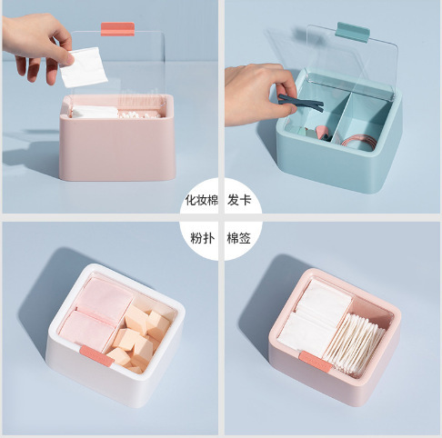 Directly from the manufacturer, simple compartmentalized double-layered cotton swab storage box, cotton swab lipstick with cover, desktop storage, dropshipping