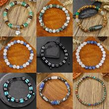 跨境新品欧美复古风虎眼石8mm串珠男士手串 个性化设计弹力绳手链