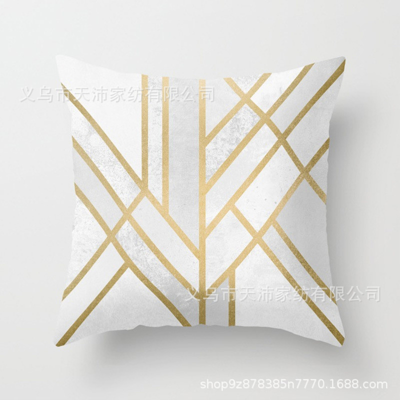 Funda de almohada personalizada con logotipo corporativo, funda de cojín geométrica de Amazon, terciopelo piel de melocotón, cojín para sofá de sala de estar, moderno y minimalista