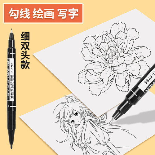 Huajie factory wholesale oil-based double-ended marker large capacity quick-drying label pen lining pen water-resistant marker