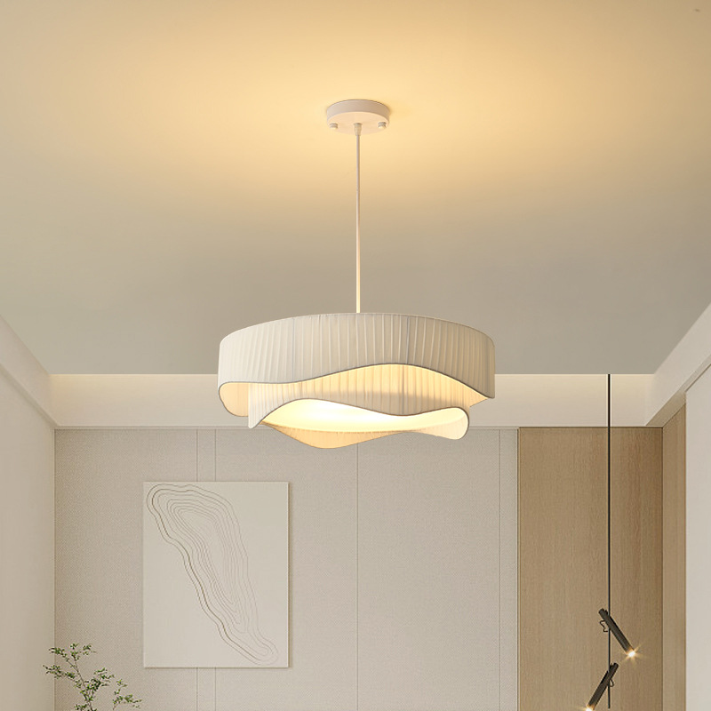 Nordic Minimalist Cream Fabric Pendant Light for Modern Simple Master Bedroom, Instagram Influencer Light, Living Room