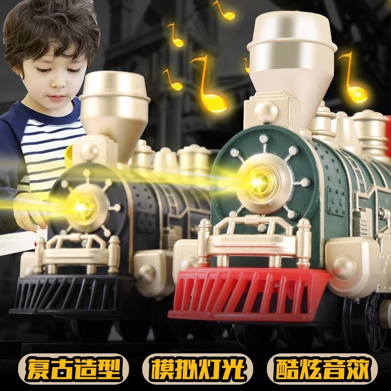 Simulación de Navidad DIY clásica iluminación eléctrica efectos de sonido tren empalme escena de pista juguetes para niños regalos de cumpleaños