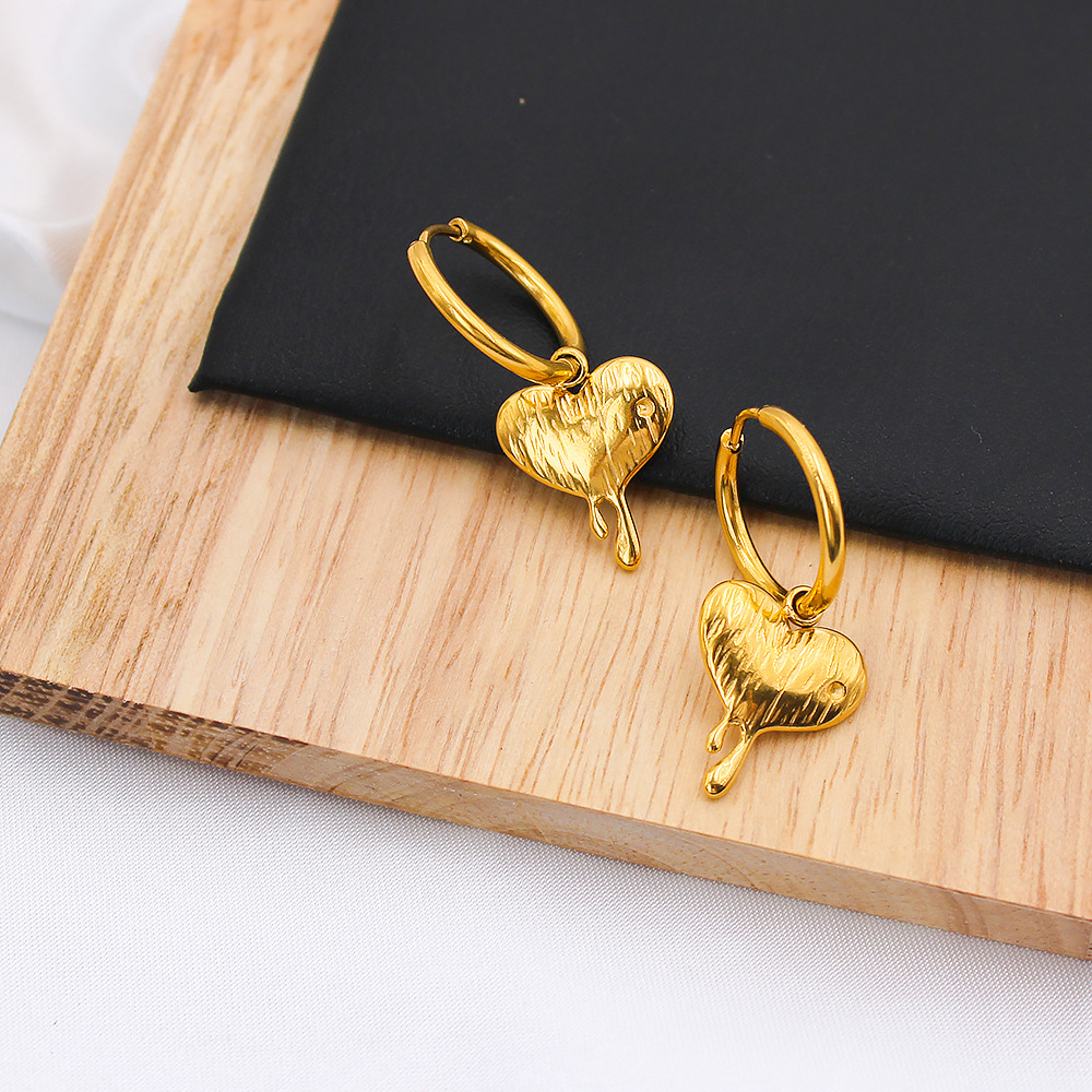 Hip-Hop Geometric Stainless Steel Gold Plated Earrings 1 Pair