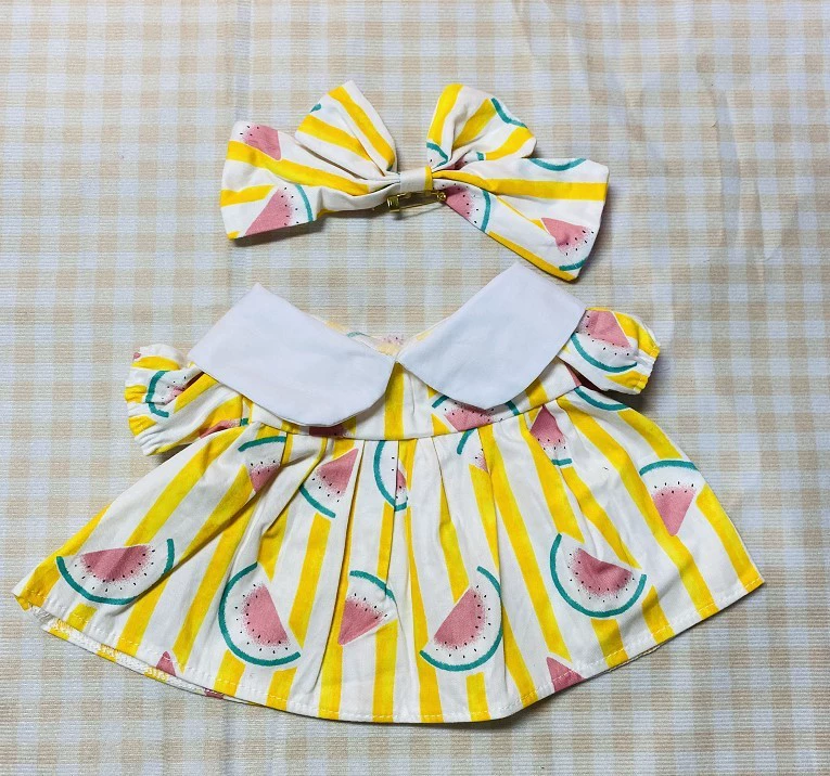 Кукла, платье, юбка, 30 см, с маленькими мишками, детская одежда