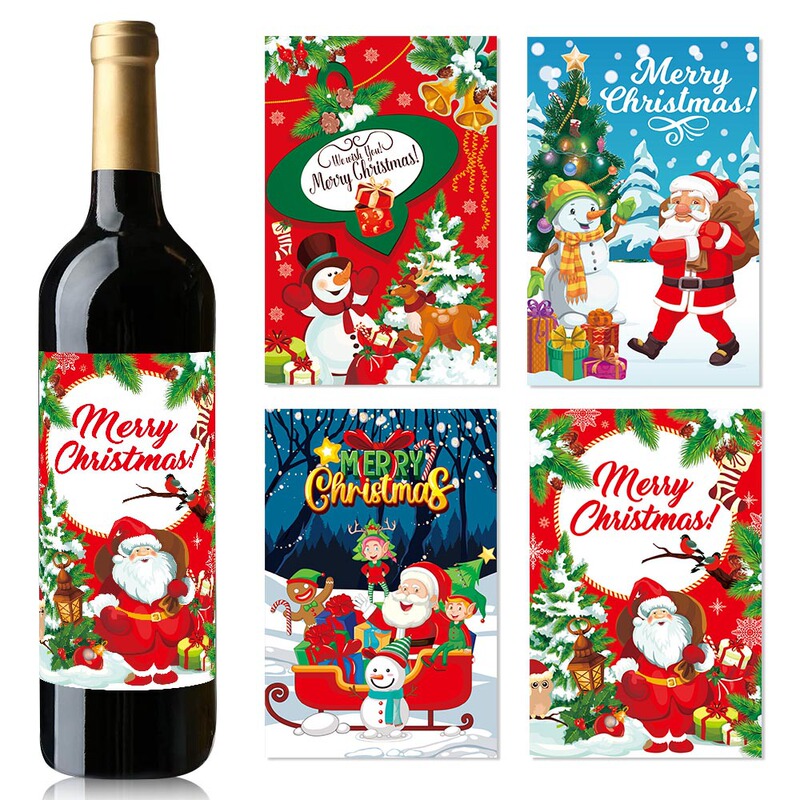 国境を越えた新しいクリスマス装飾ステッカー創造性ボトルシールクリスマスパーティー装飾用品|undefined