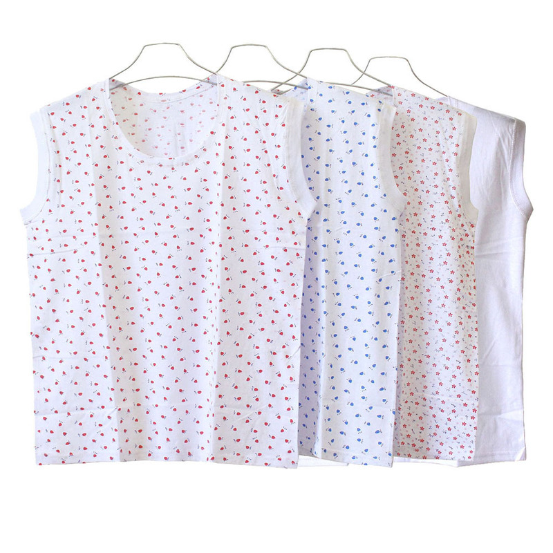 Middle-Aged and Elderly Women's Pure Cotton Printed Wide Shoulder Sleeveless Vest for the Elderly Pure Cotton Grandma Floral Top with Threaded Mouth