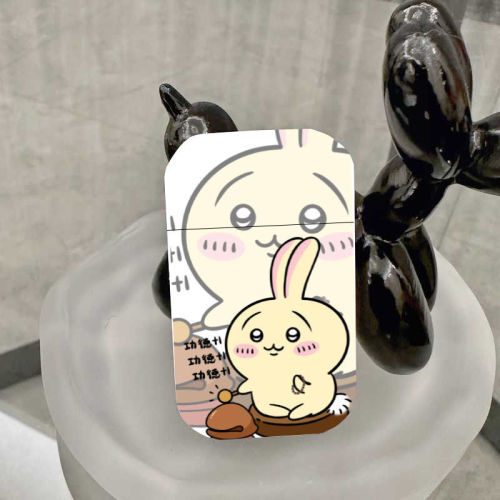 Chiikawa Cute Little Emperor Air Gas Lighter, Cute Cartoon Pink Flame High Beauty Retro Windproof, Perfect Gift for Boyfriend