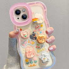 苹果手机保护壳华强北可爱手机壳硅胶带链条女生手机壳可爱苹果