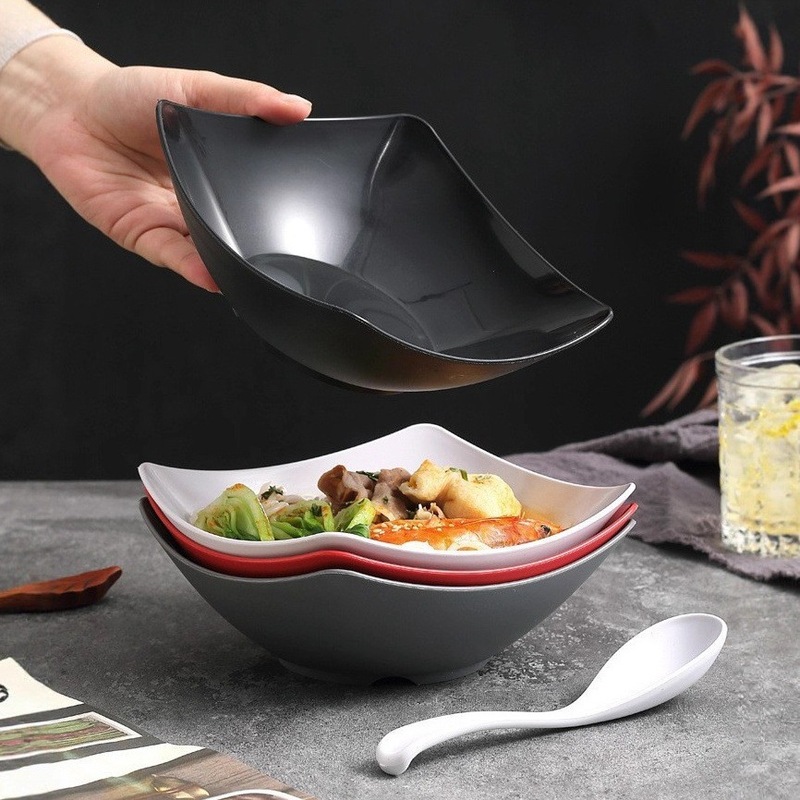 小麦秸秆汤碗翘角碗套装家用凉拌菜盘西餐沙拉碗塑料斗笠碗甜品碗|undefined
