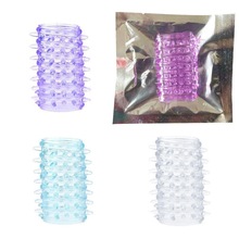 毛毛虫软胶水晶套环锁精环狼牙套情趣扣扣手指套情趣性用品批发