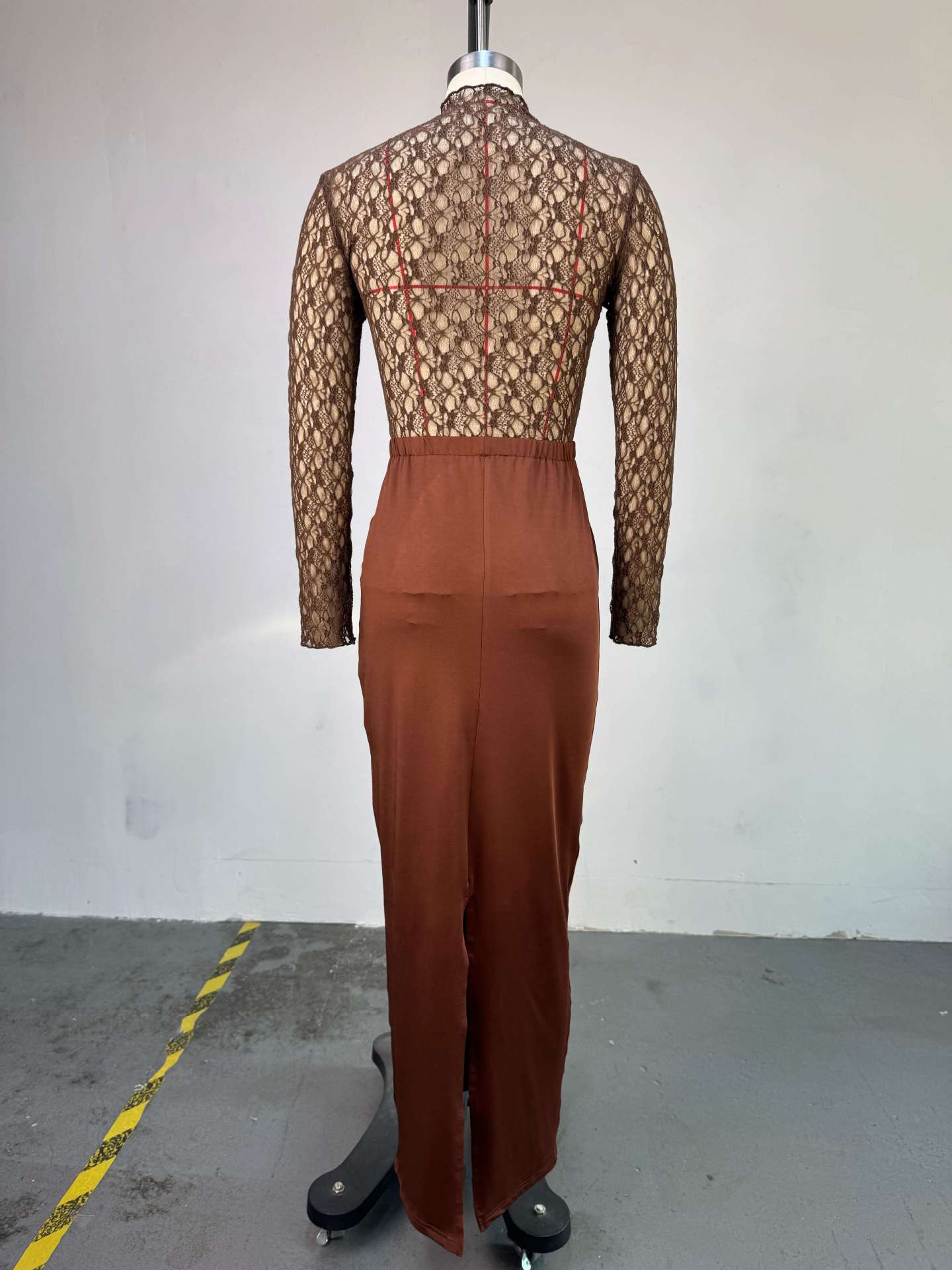 Women's Long-sleeve Lace Blouse And High-waist Pencil Skirt Set_voghion.com
