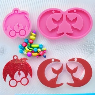 Half Moon Earrings Fishtail Harry Potter Keychain Gum Dropping Resin Silicone Mold DIY Fold Cake Tools