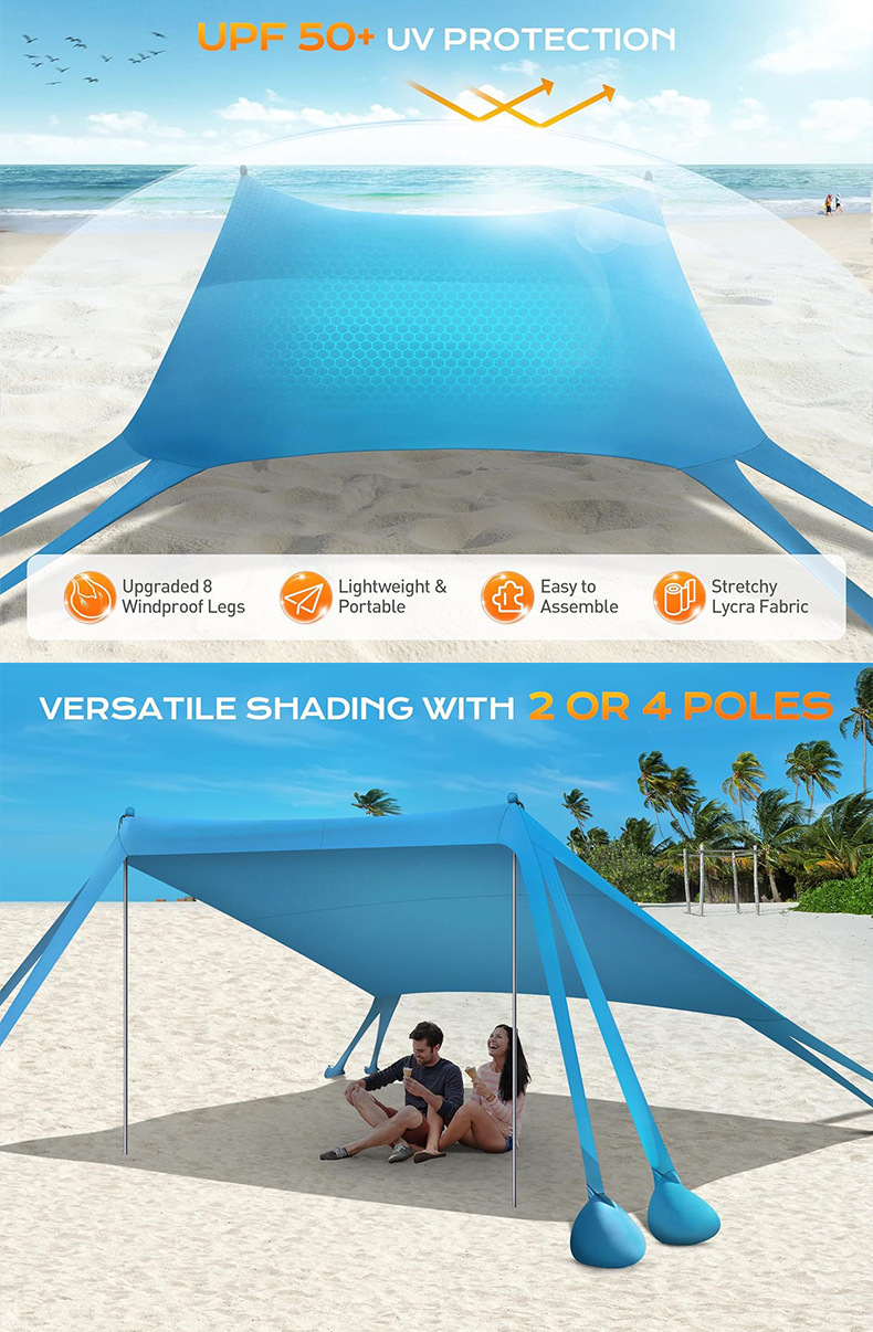 Cross-border Lycra canopy outdoor camping portable octagonal beach dome tent UV-resistant integrated sunshade fabric