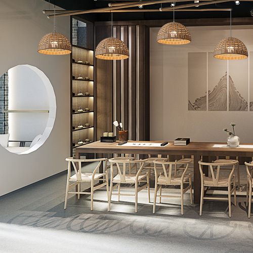 Modern light luxury lighting living room study restaurant rattan chandelier lampshade bar simple creative decorative lampshade