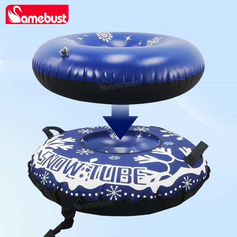 Amazon Direct Supply Original Design Blue Snowflake Inflatable Ski Ring Oxford Cloth Cover Thickened Inflatable Ski Tire