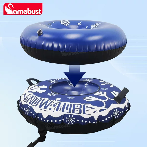 Amazon Direct Supply Original Design Blue Snowflake Inflatable Ski Ring Oxford Cloth Cover Thickened Inflatable Ski Tire