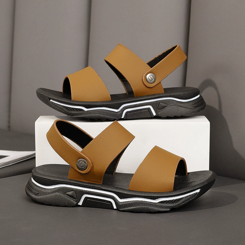 Сандалии для мальчиков 2025 новый толстой подошве кожаный нескользящий пляж летом носить досуг дети носить сандалии для девочек