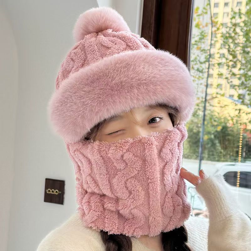 冬天帽子护耳防风户外骑车女韩版围脖口罩一体加绒加厚保暖包头帽|undefined