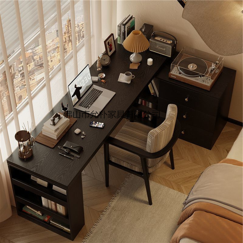Corner desk with integrated bookshelf, L-shaped computer desk, student desk for home use, corner office desk, bedroom desk Corner desk with integrated bookshelf, L-shaped computer desk, student desk for home use, corner office desk, bedroom desk