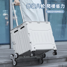 户外折叠购物车塑料露营便携后备箱整理超市零食百货大容量拉杆车