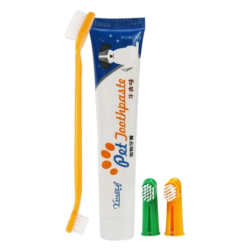 Nuevo traje de pasta de dientes para mascotas Limpieza de dientes de mascotas cepillo de dientes de perro pasta de dientes para mascotas Amazon caliente en stock