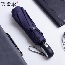 天堂伞3331E全自动三折伞晴雨伞黑胶防紫外线遮阳伞商务雨伞批发