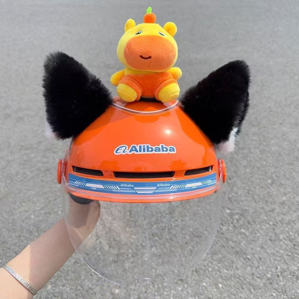 Motorcycle helmet decoration cute cartoon doll cat ear accessory for children's riding sun protection hat decoration