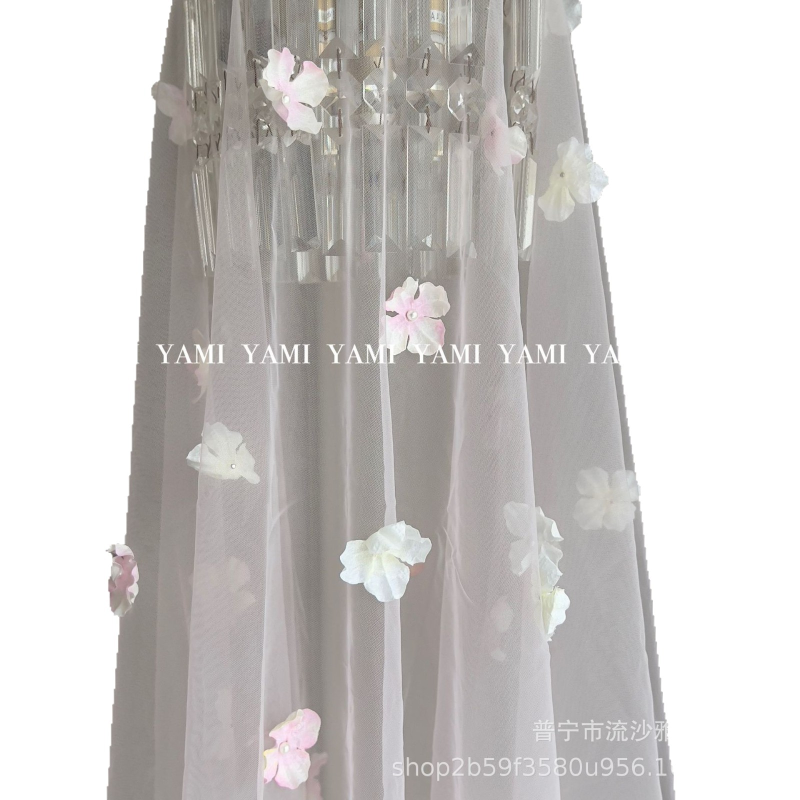 Flores tridimensionales bordadas tela de malla de perlas de clavos tela de malla de vestido de boda Lolita vestido