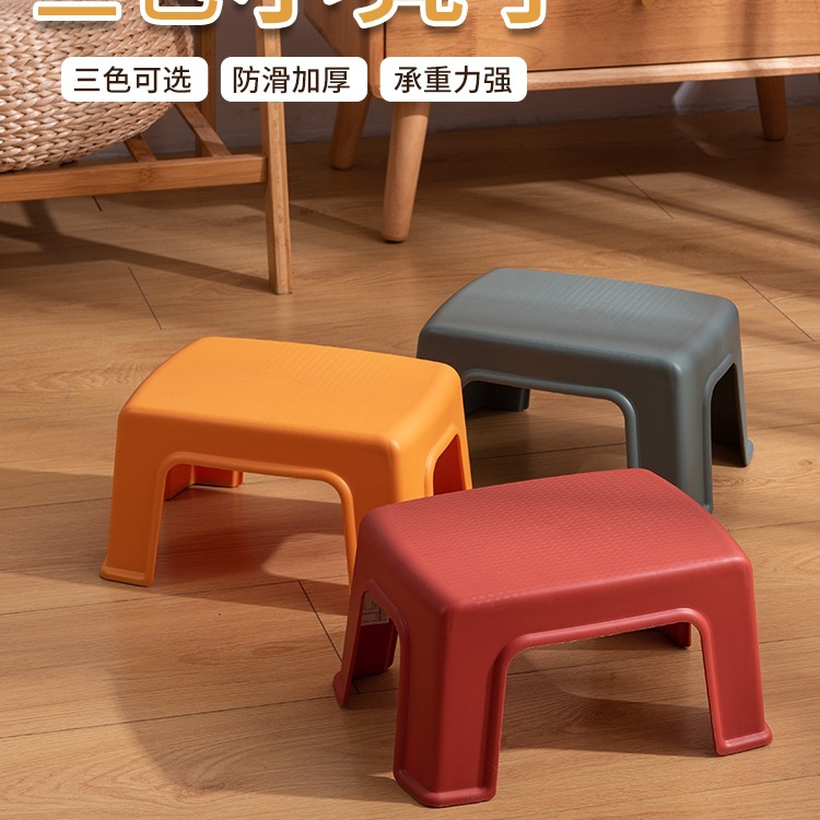 Plastic Small Stool for Home Use, Low Stool for Children, Thickened Bench for Living Room and Bathroom, Small Square Stool for Bathroom, Non-Slip Footstool