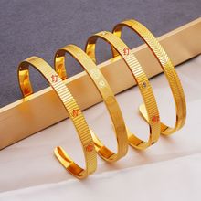 跨境钛钢手镯蚀刻C形开口手镯欧美法式真空电镀不锈钢手环批发