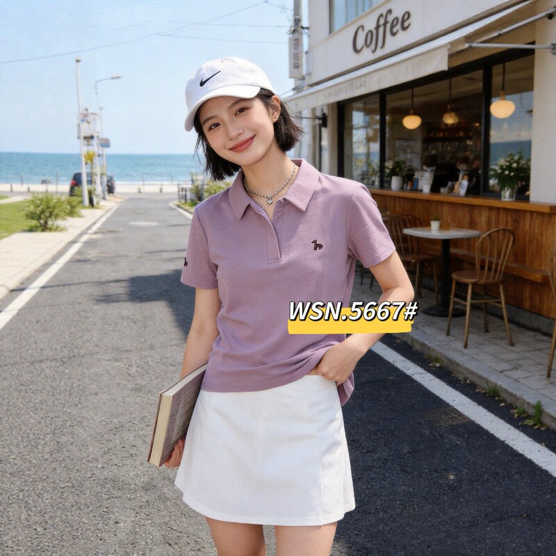 2026 Spring New Women's Polo Shirt Short Sleeve Turn-Down Collar Embroidered Horse Logo Elegant Versatile Slimming Top 5667 2026 Spring New Women's Polo Shirt Short Sleeve Turn-Down Collar Embroidered Horse Logo Elegant Versatile Slimming Top 5667