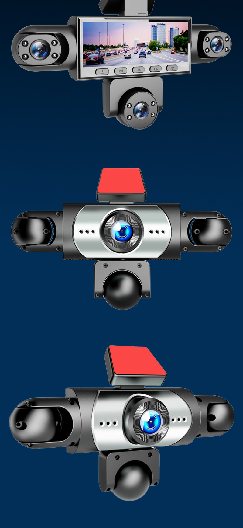 360-Degree Panoramic Dash Cam with 5 Channels, High-Definition Night Vision, Loop Recording, Parking Monitoring, and Direct Connection to Mobile App