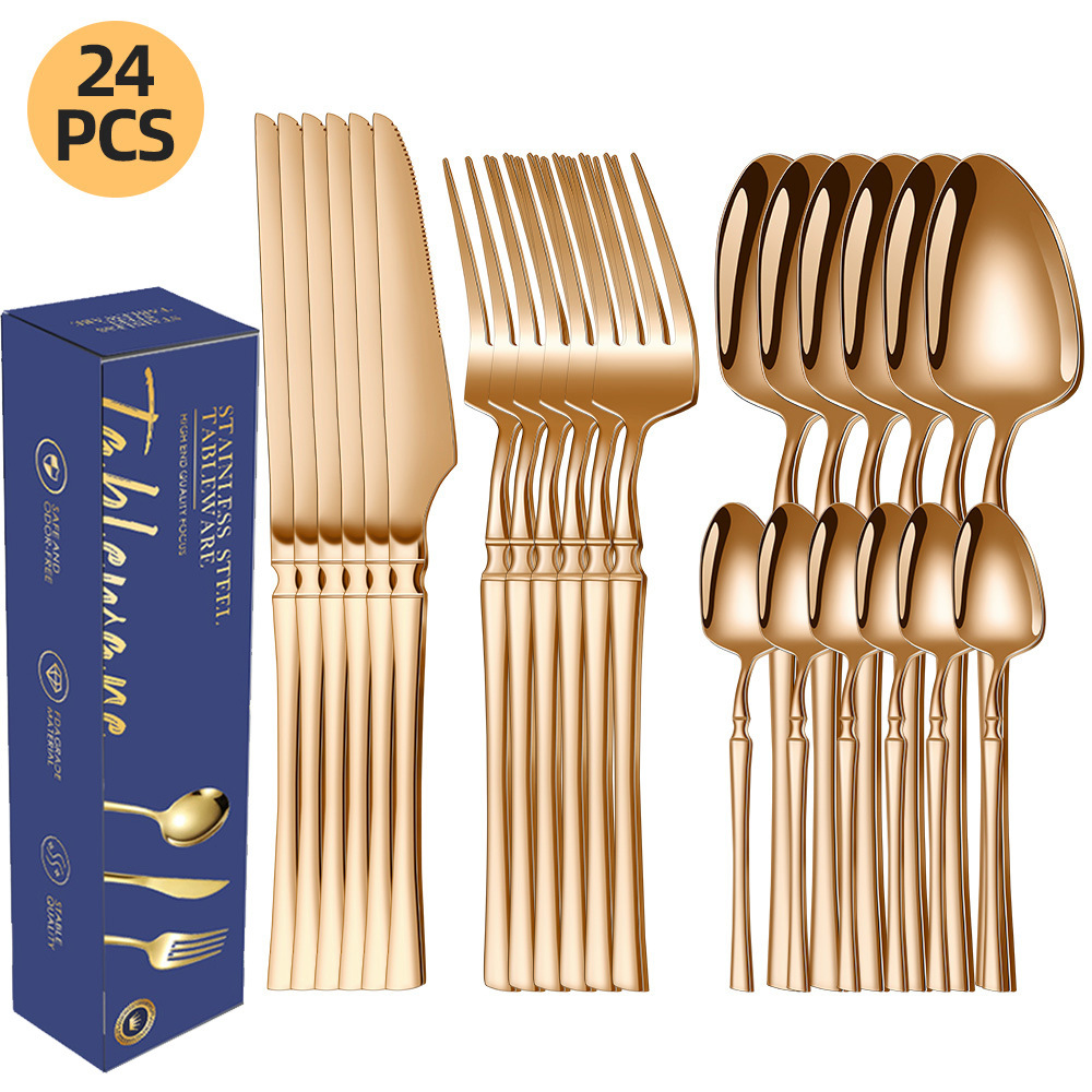 26 años de nuevo cuchillo y tenedor de acero inoxidable transfronterizo 16 / 24 / 30 piezas pequeño conjunto de cintura creativo cuchillo y tenedor de filete de comida occidental
