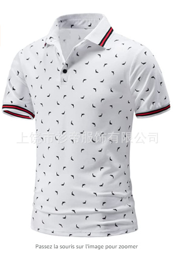 [Punto de aguja] 3D impreso camisa de polo nuevo casual de solapa de manga corta de los hombres camisa transfronteriza estación independiente