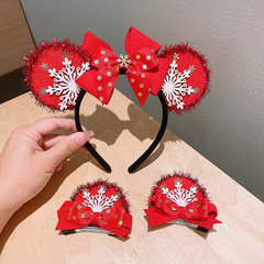 Children's Christmas Snowflake Bow Hair Clip with Flowers, Deer Antler Bells, Furry Balls, 3D Duck Bill Clips, Hair Accessories