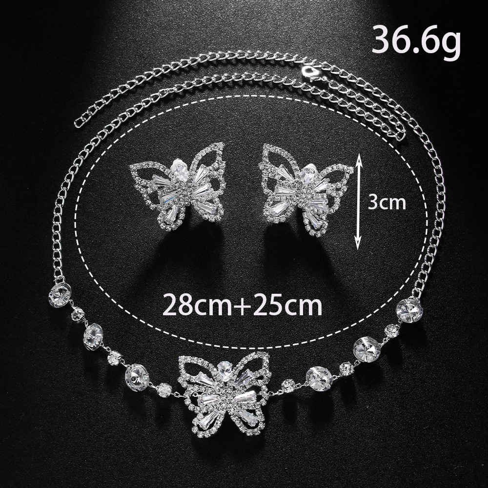 Aliexpress nueva mariposa Jewelry Set de diseño sensación de diamante collar pendientes Joyería Set