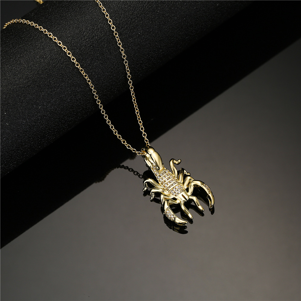 European And American Hip-hop Copper Micro-inlaid Zircon Scorpion Pendant Necklace Wholesale display picture 3