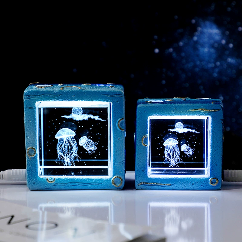 Creative Ocean Series Xinghai Night Light 3D Внутренняя резьба Кристалл Настольный кабинет украшения для одноклассников подарки на день рождения